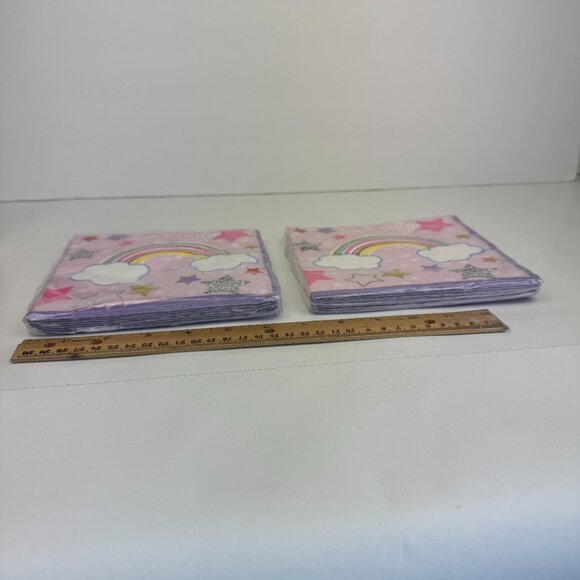 2 pack 16 ct Pink Rainbow Stars Girl Party Paper Napkins Decorative Theme Girly - Picture 3 of 10